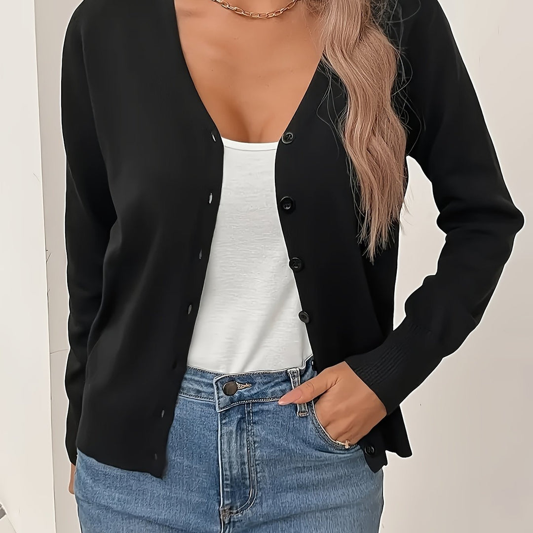 Megan V neck ribbed longline cardigan – image 3