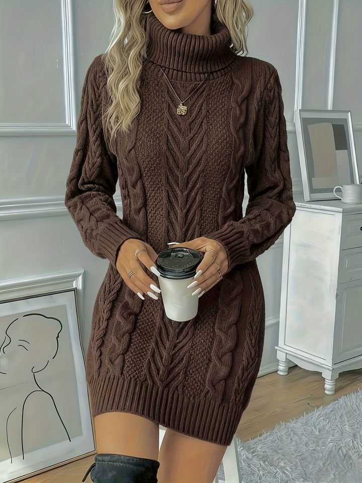 Dana cable knit turtleneck sweater dress – image 3