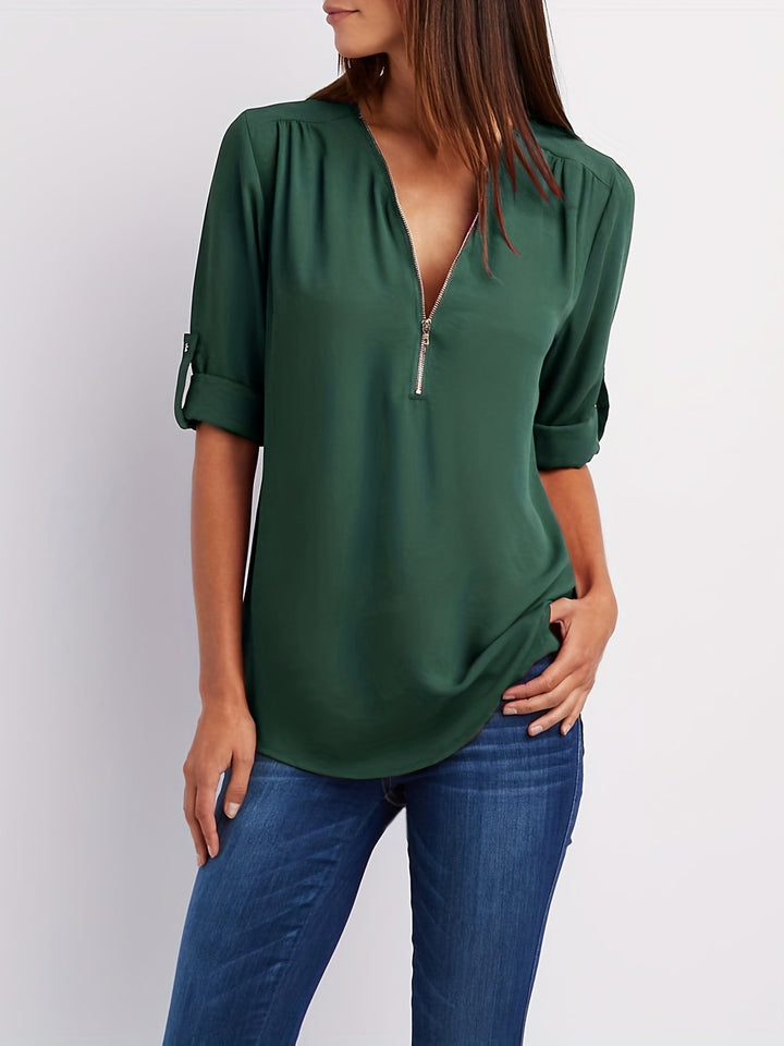 Adele V neck zip blouse – image 24