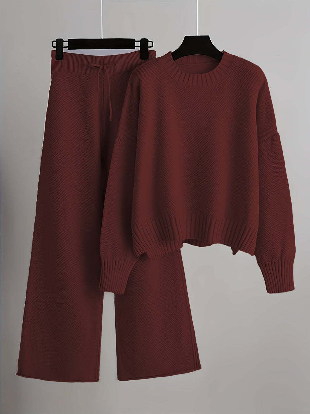 Vada textured knit wide leg pants set – image 3