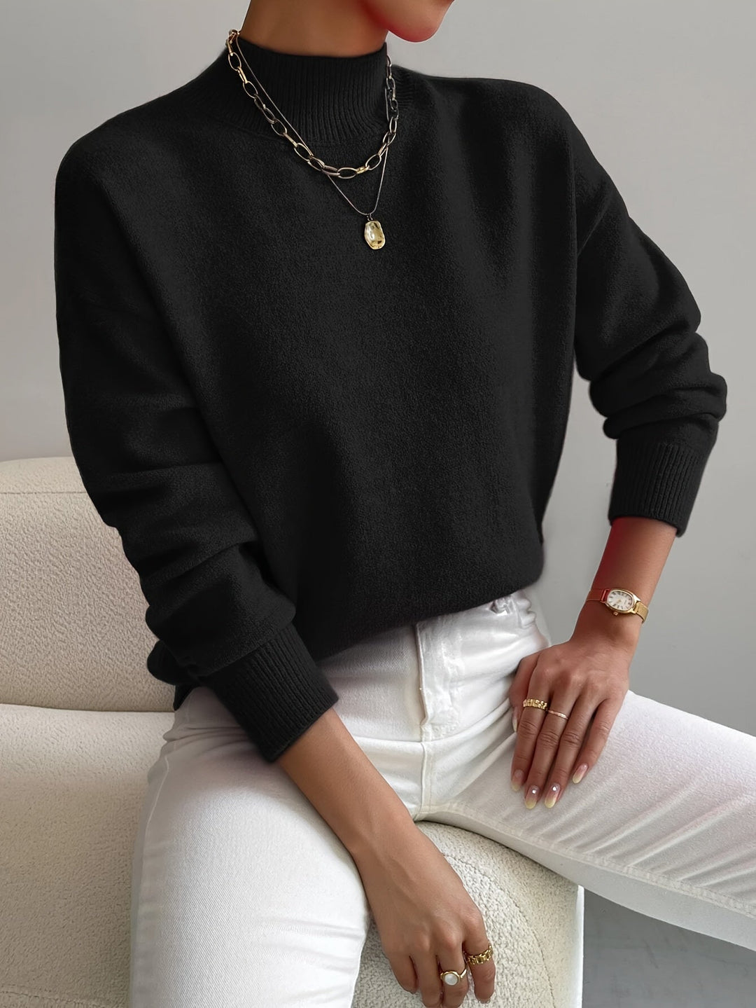 Addison oversized mock neck sweater – image 9