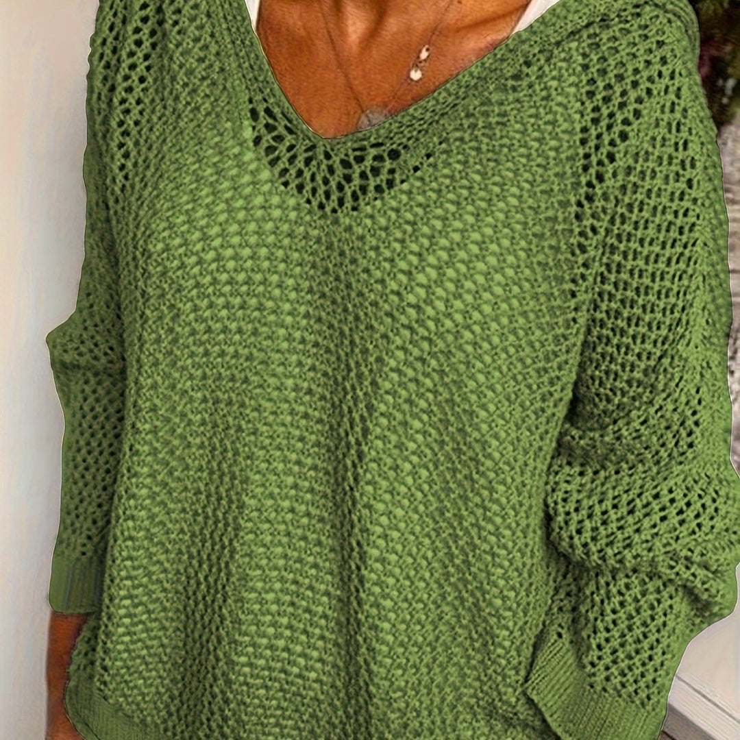 Mallory lightweight open knit hooded sweater – image 11