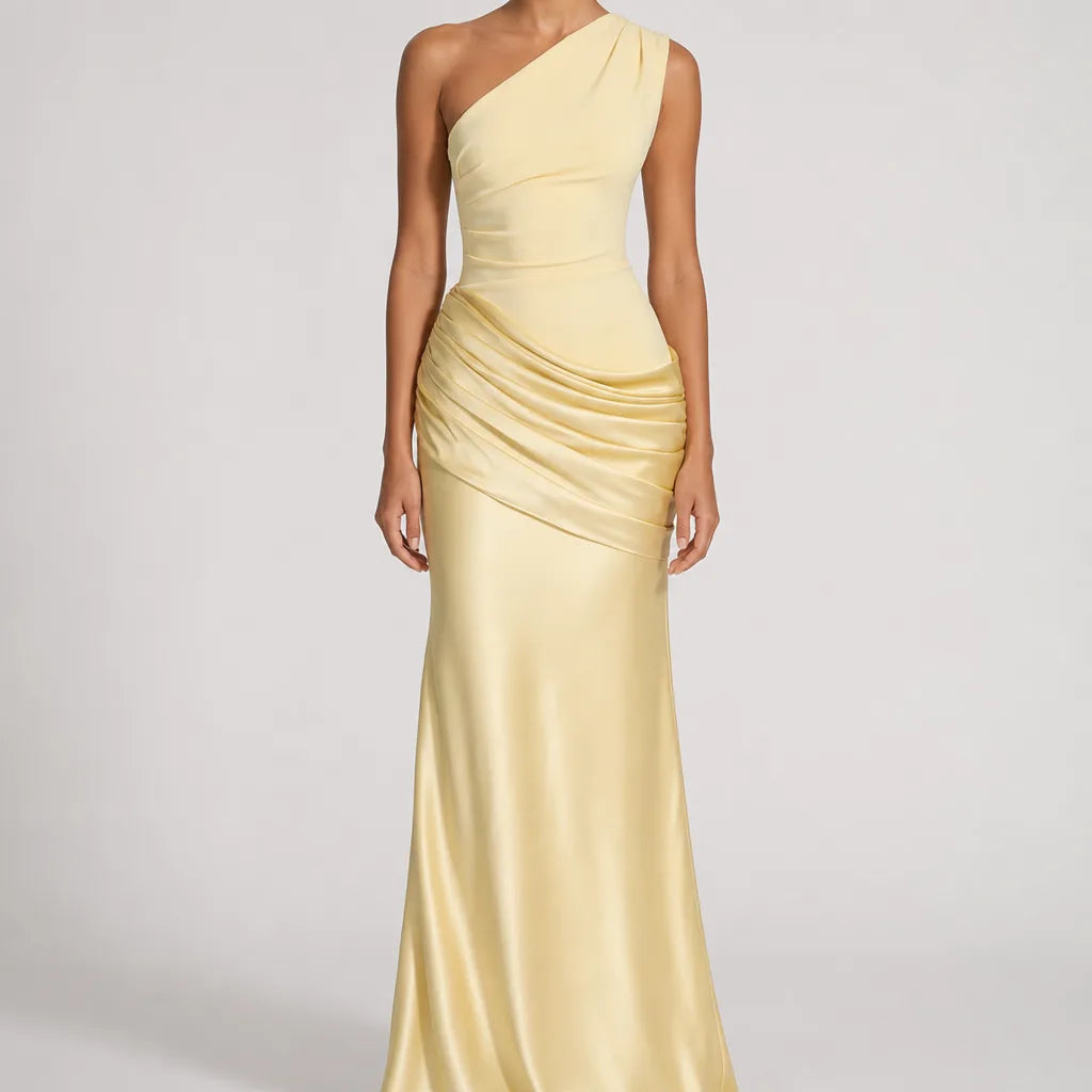 Fernanda one shoulder satin column maxi dress
