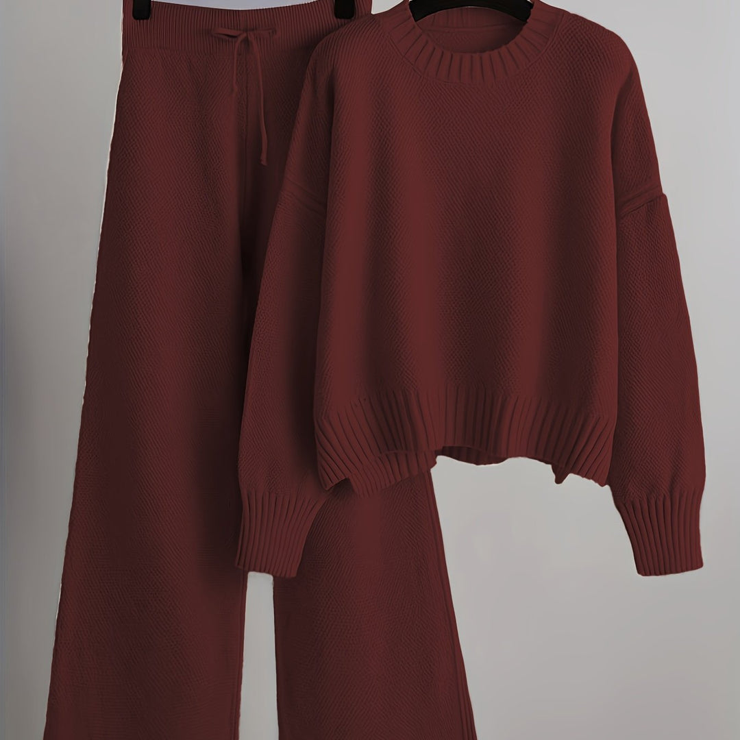 Vada textured knit wide leg pants set – image 15