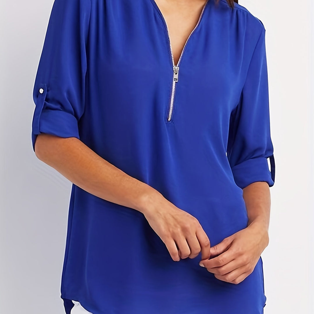 Adele V neck zip blouse – image 29