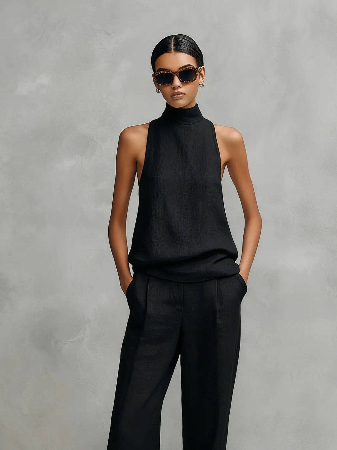 Casilda sleeveless high neck top and pants set – image 2