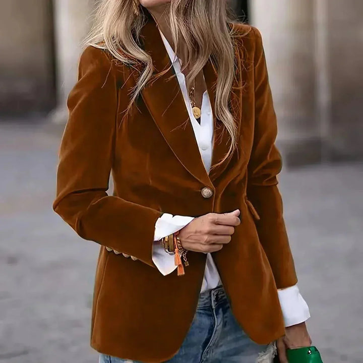 Annalie velvet blazer with gold buttons – image 6