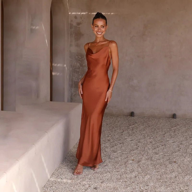 Tatiana satin backless maxi dress with slit – image 4