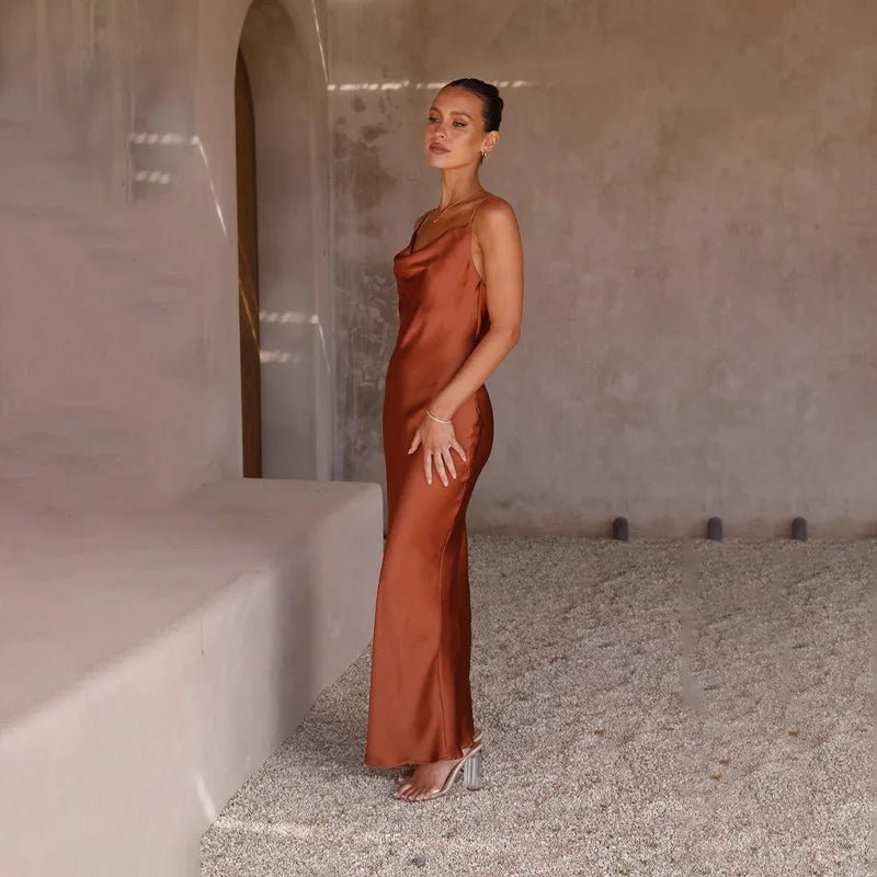 Tatiana satin backless maxi dress with slit – image 7