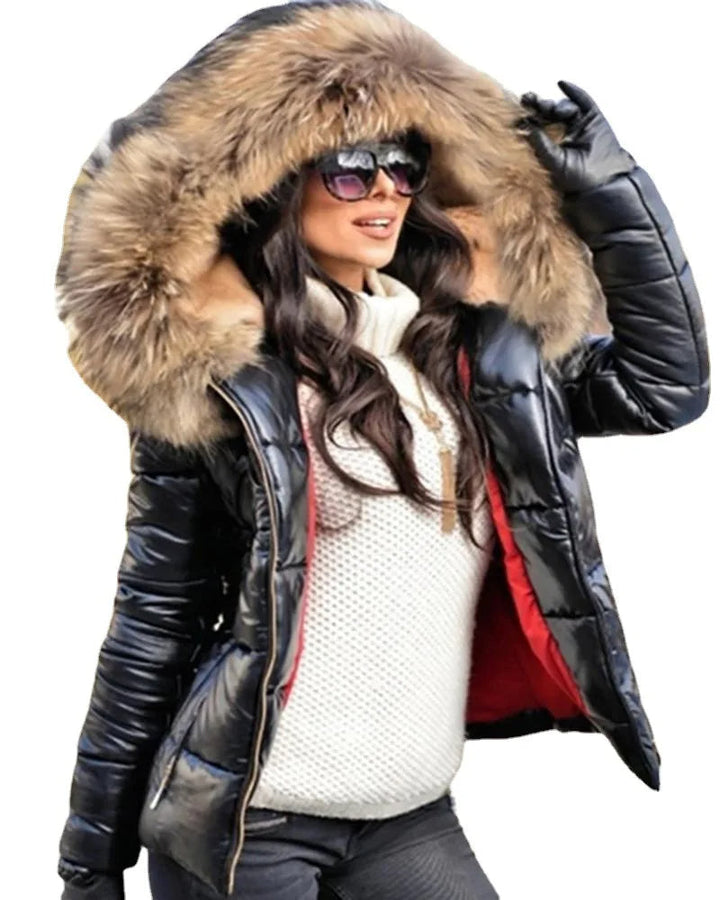 Amina faux fur lined hooded jacket with collar – image 9
