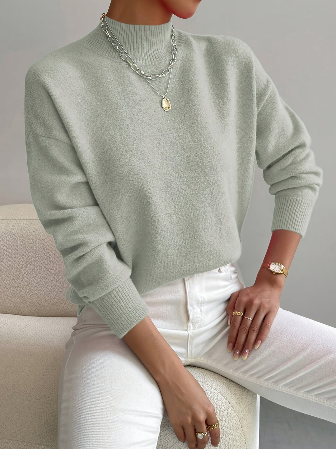 Addison oversized mock neck sweater – image 3