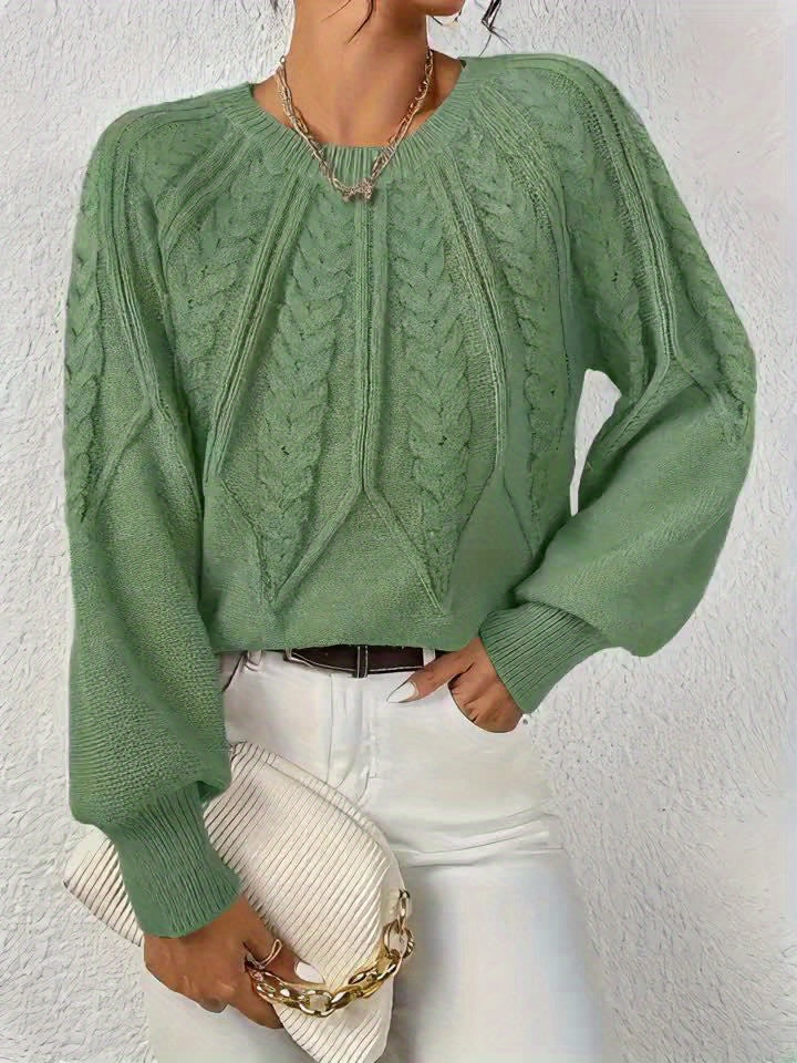 Mabel cable knit balloon sleeve sweater – image 11