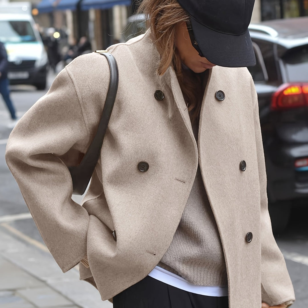Maeve cropped stand collar pea coat – image 11
