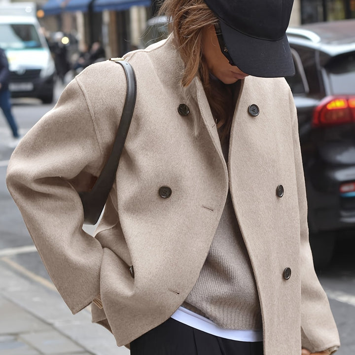 Maeve cropped stand collar pea coat – image 11