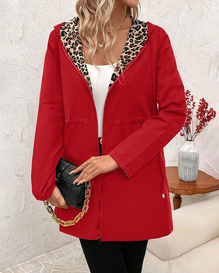 Leandra reversible leopard print hooded coat – image 7