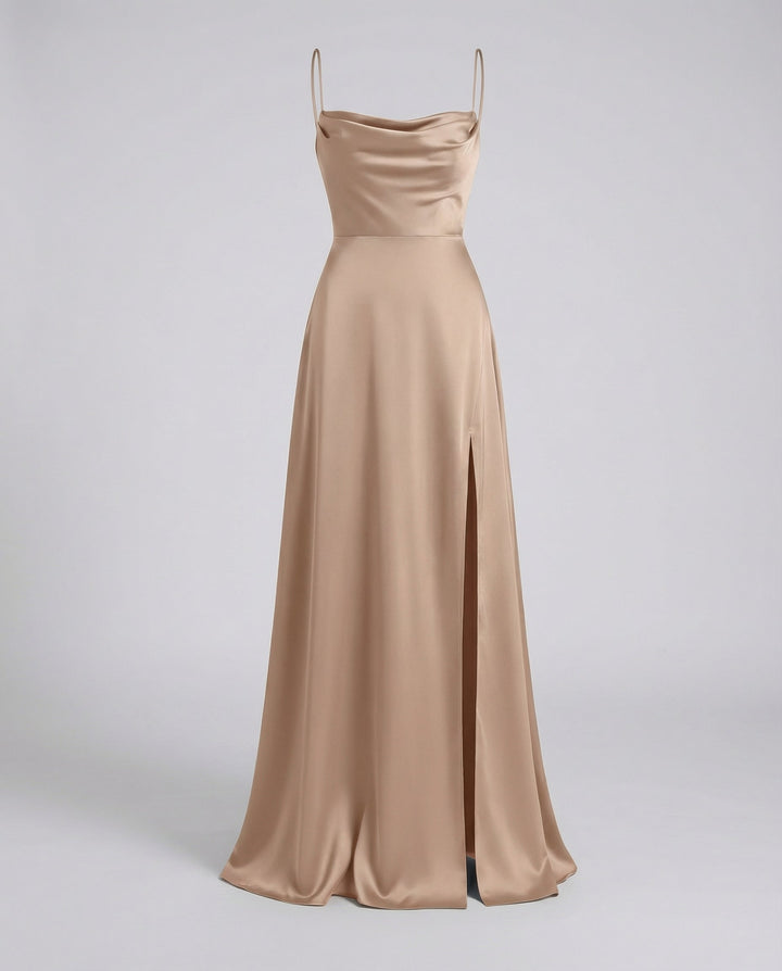 Oaklyn flowy cowl neck maxi dress with slit – image 9