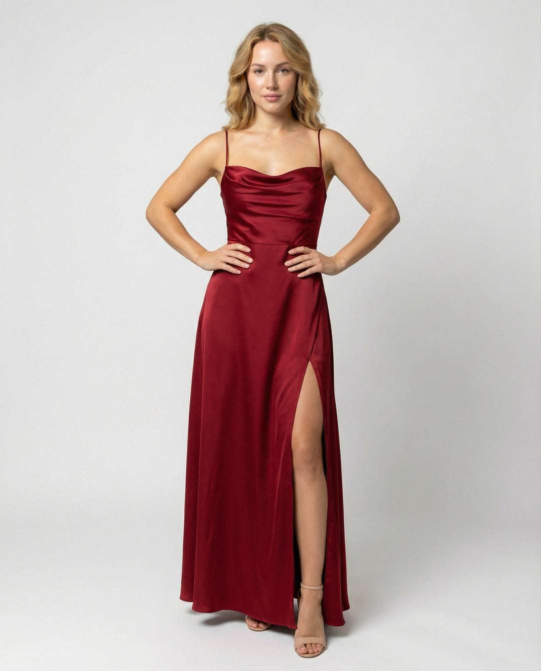 Oaklyn flowy cowl neck maxi dress with slit