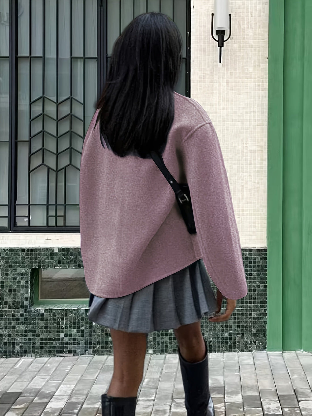 Maeve cropped stand collar pea coat – image 9