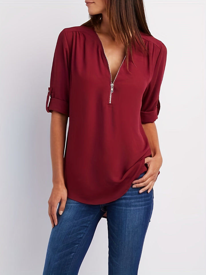 Adele V neck zip blouse – image 28