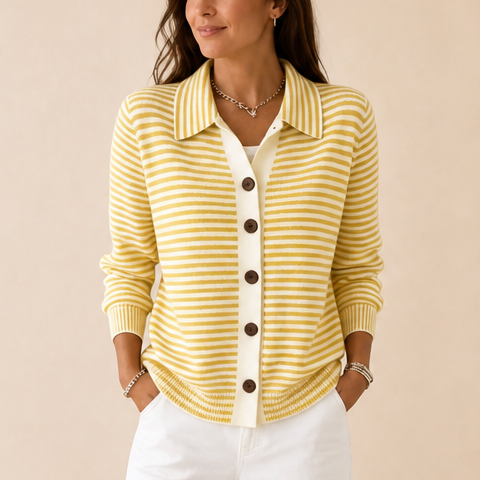 Zinnia striped collared button front cardigan – image 12