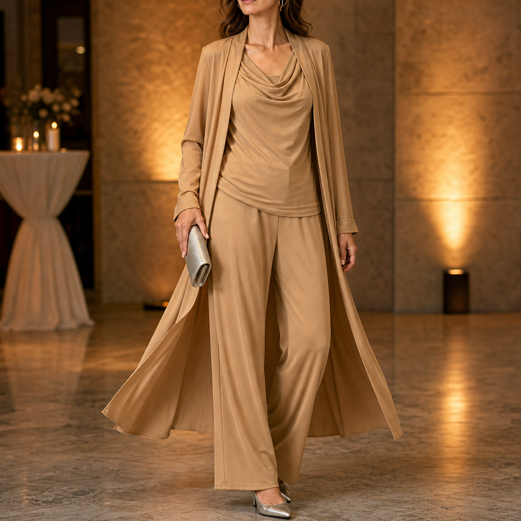 Yara swing collar cardigan and wide leg pants set