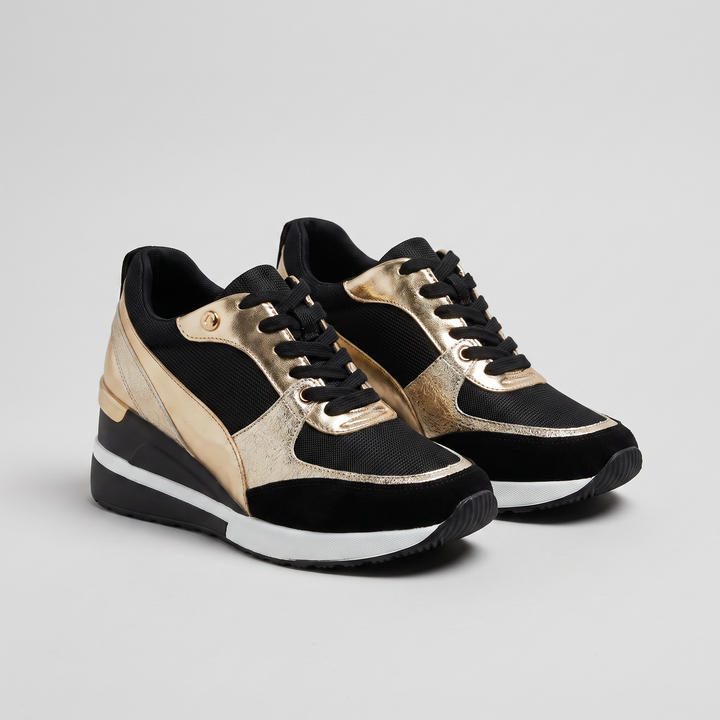 Ella – Gold Metallic Platform Trainers