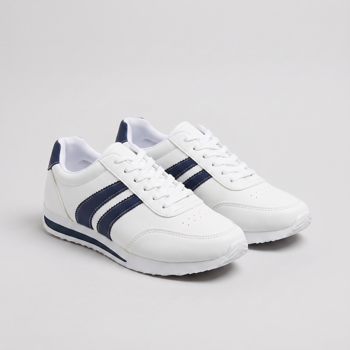 Linda – White Lace-Up Trainers