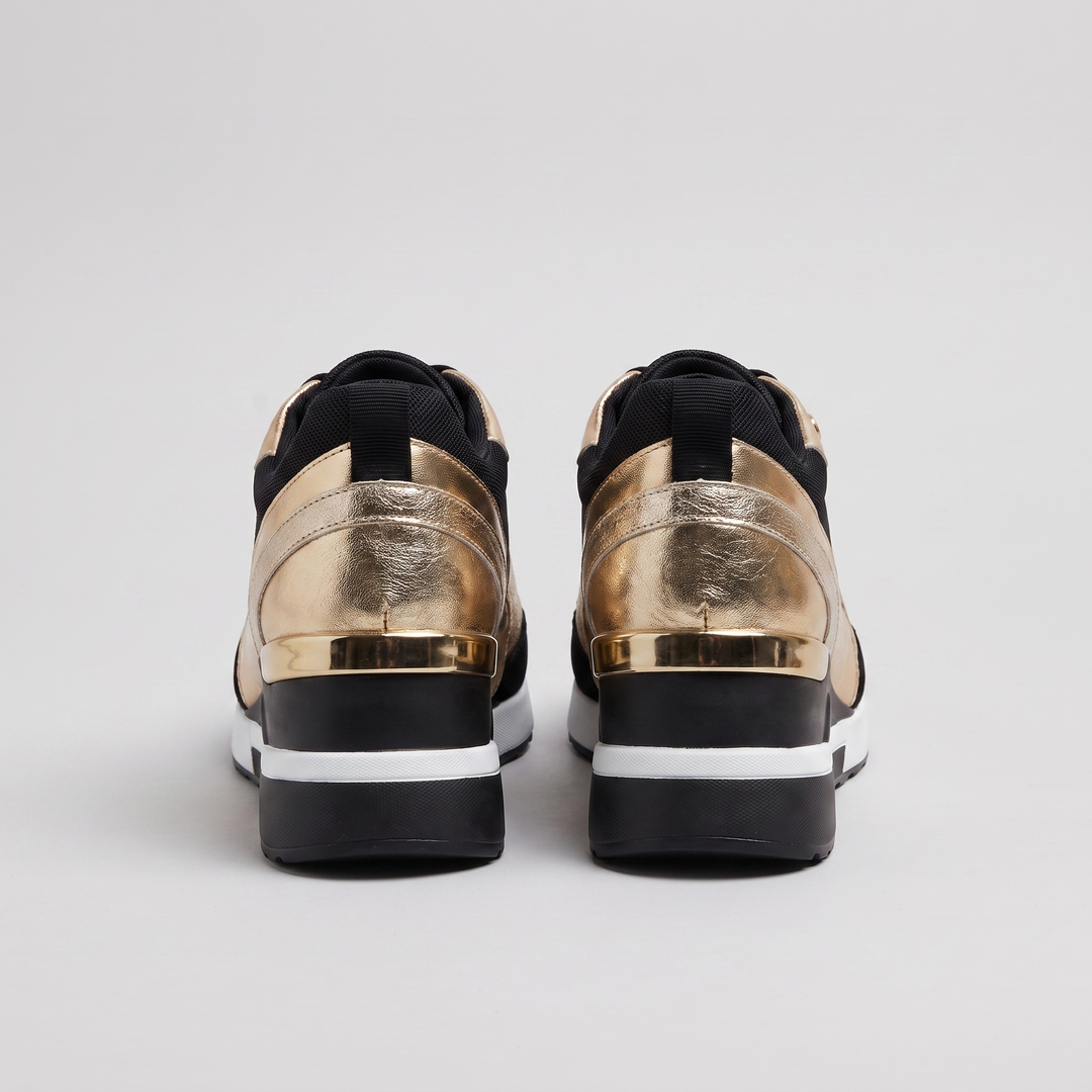 Ella – Gold Metallic Platform Trainers