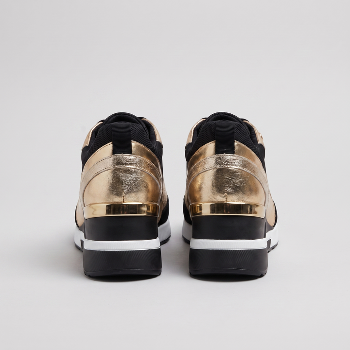 Ella – Gold Metallic Platform Trainers