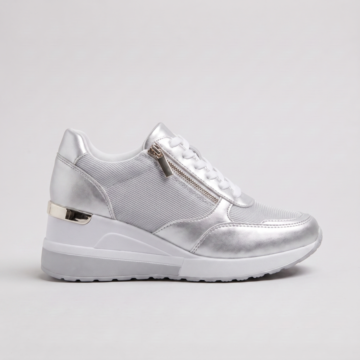 Veronica – White and Gold Trainers