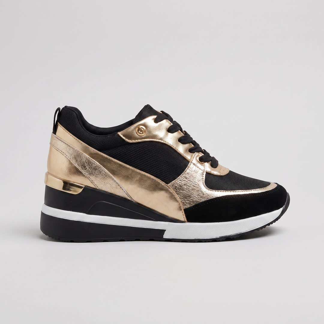 Ella – Gold Metallic Platform Trainers