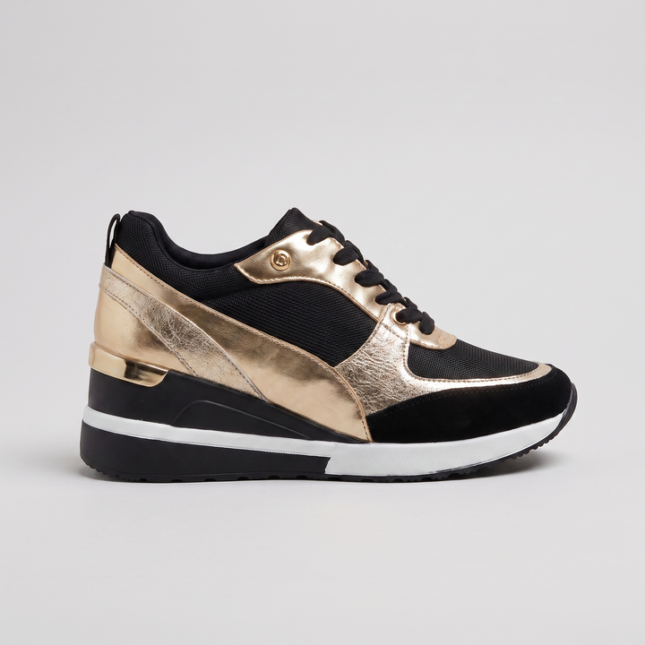 Ella – Gold Metallic Platform Trainers