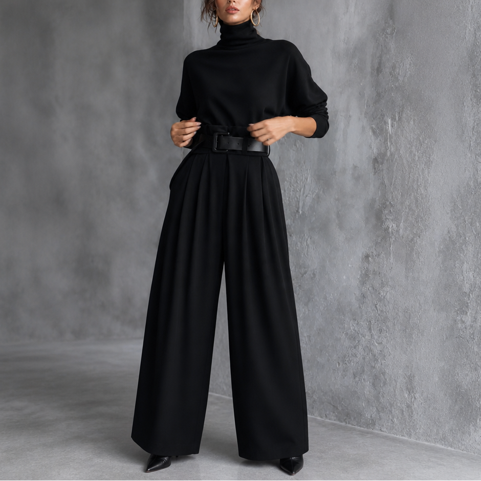 Ava turtleneck and high waist pants matching set – image 2