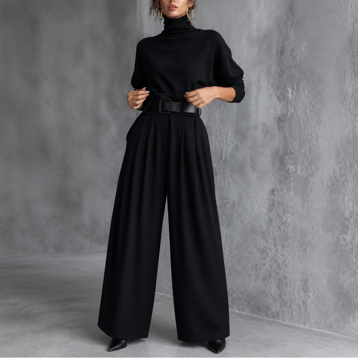 Ava turtleneck and high waist pants matching set – image 2