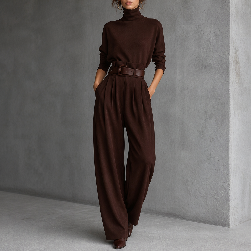 Ava turtleneck and high waist pants matching set – image 3