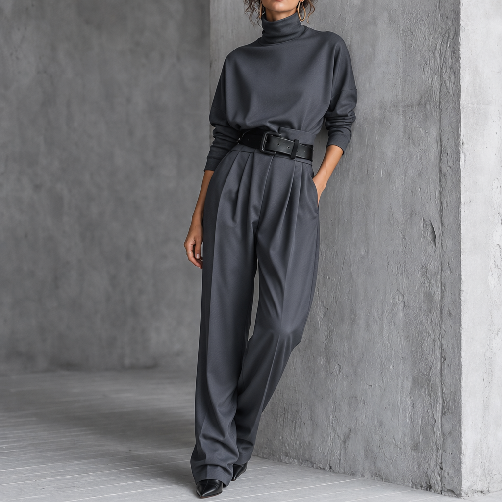 Ava turtleneck and high waist pants matching set – image 4
