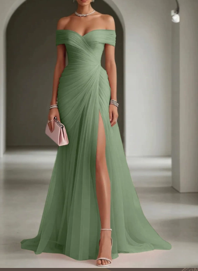 Adriana one shoulder maxi dress with slit – image 3