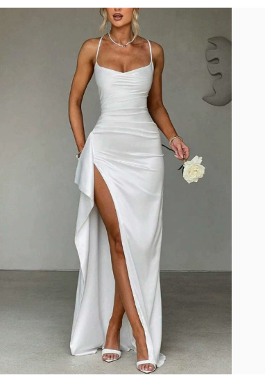 Emily draped neck satin maxi dress – image 5