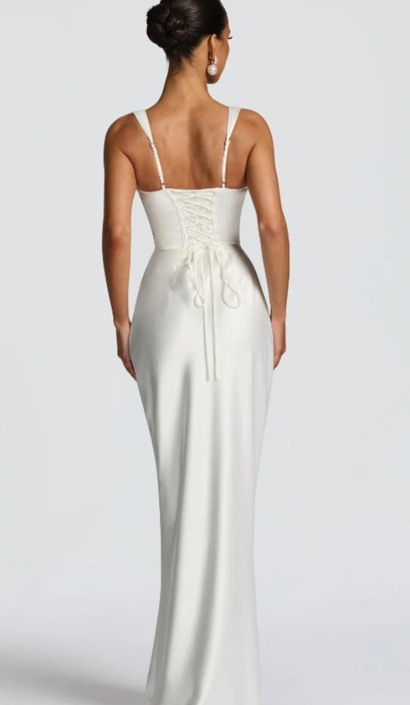 Della square neck satin maxi dress – image 6
