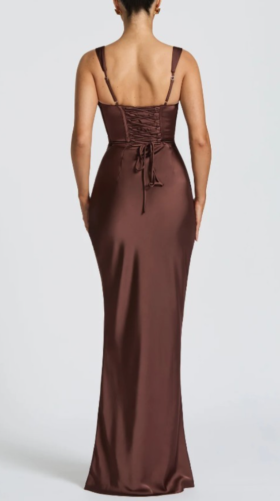 Della square neck satin maxi dress – image 7