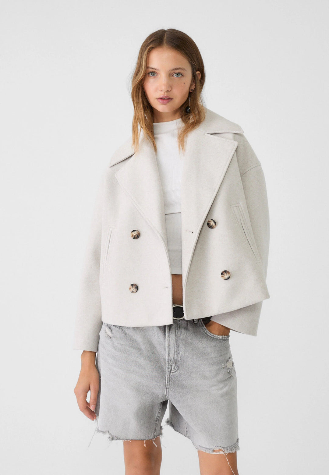Felicity cropped double breasted pea coat