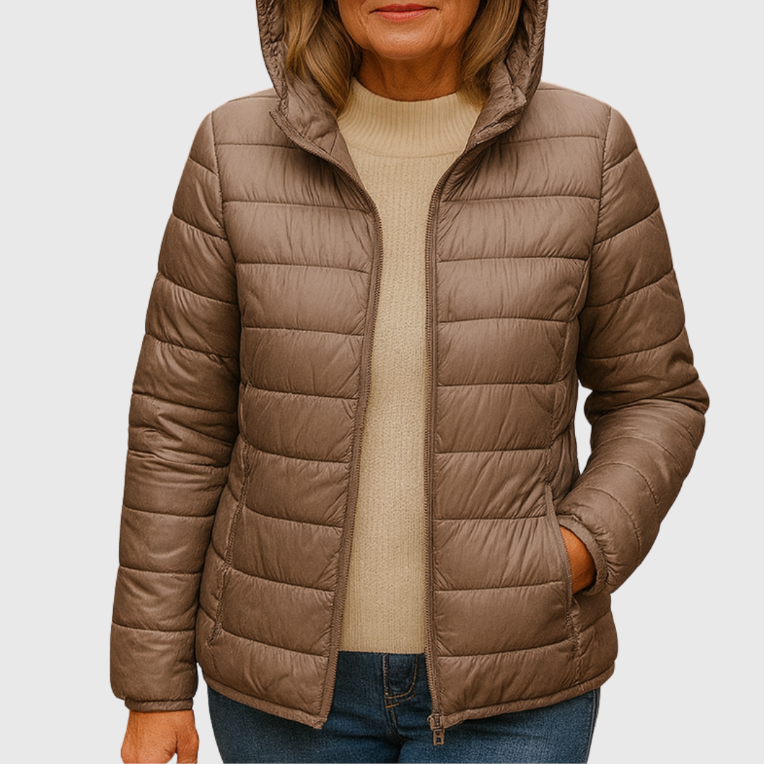 Janey wrap front quilted puffer jacket