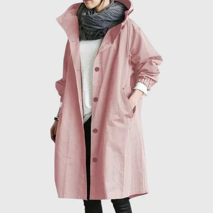 Jasmine longline hooded coat with button front – image 4