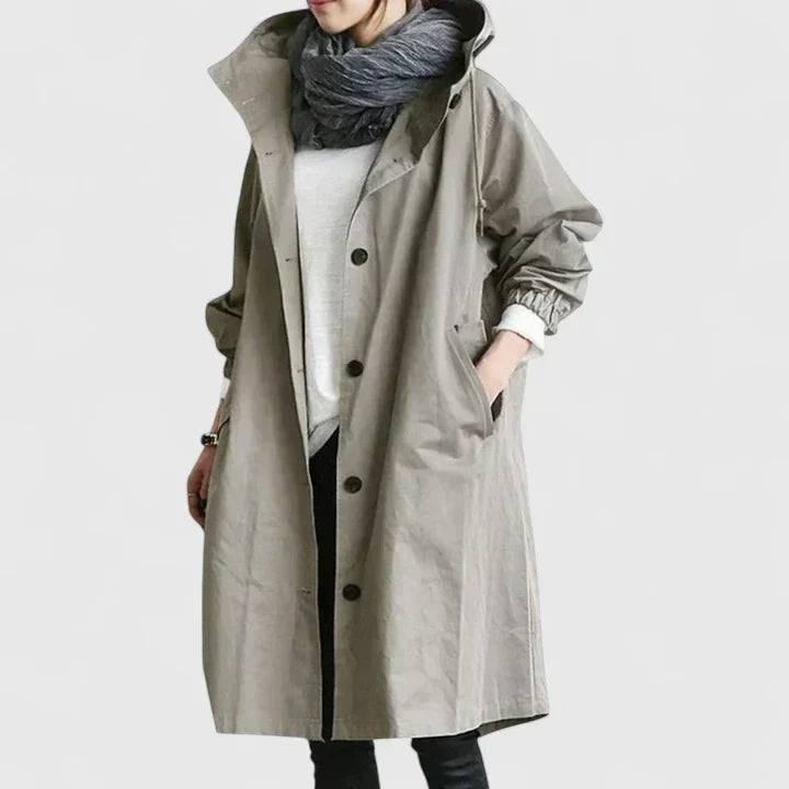 Jasmine longline hooded coat with button front – image 5