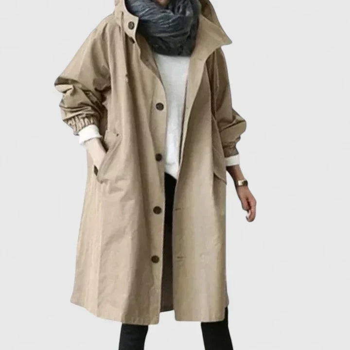 Jasmine longline hooded coat with button front – image 6