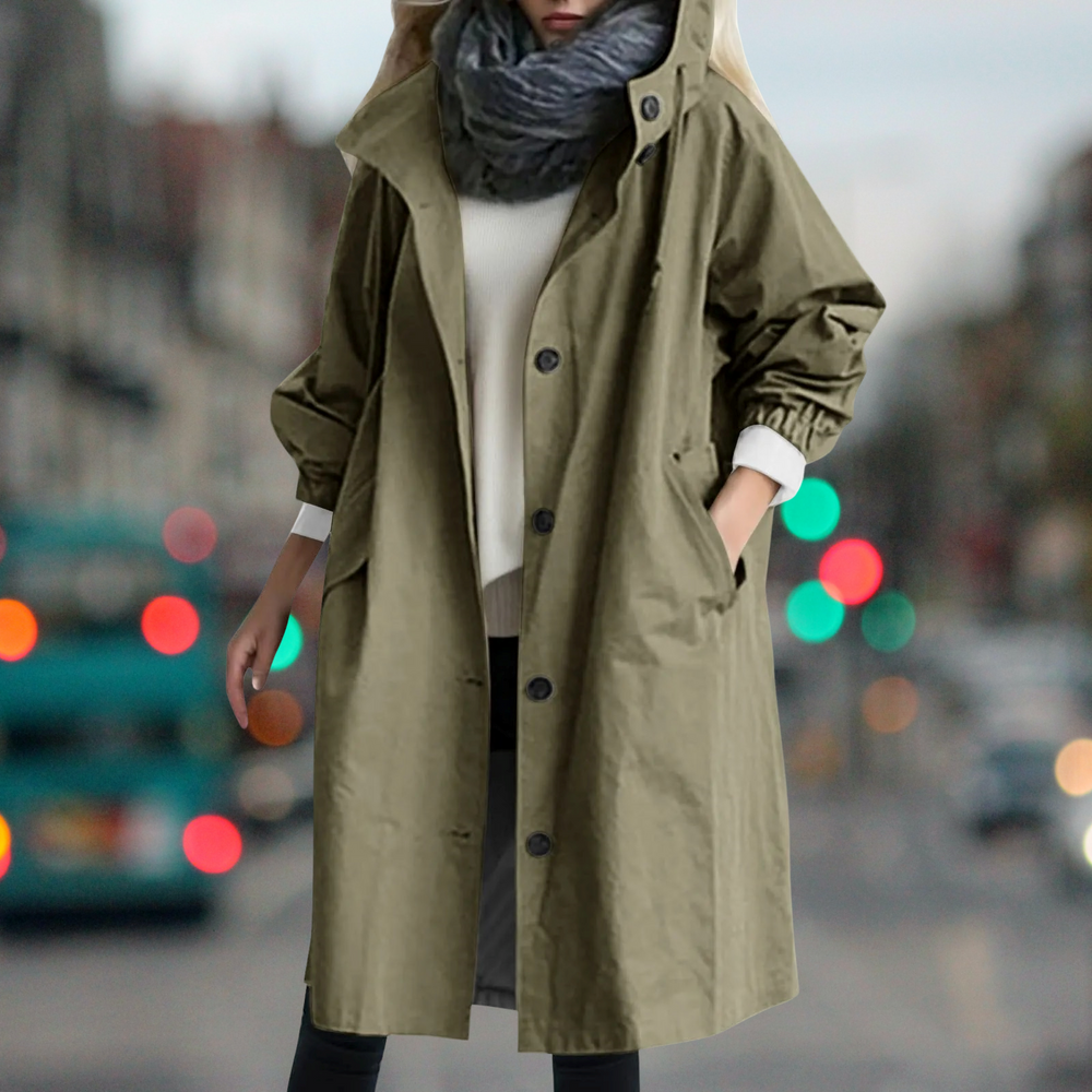 Wendy hooded fit and flare trench coat – image 2