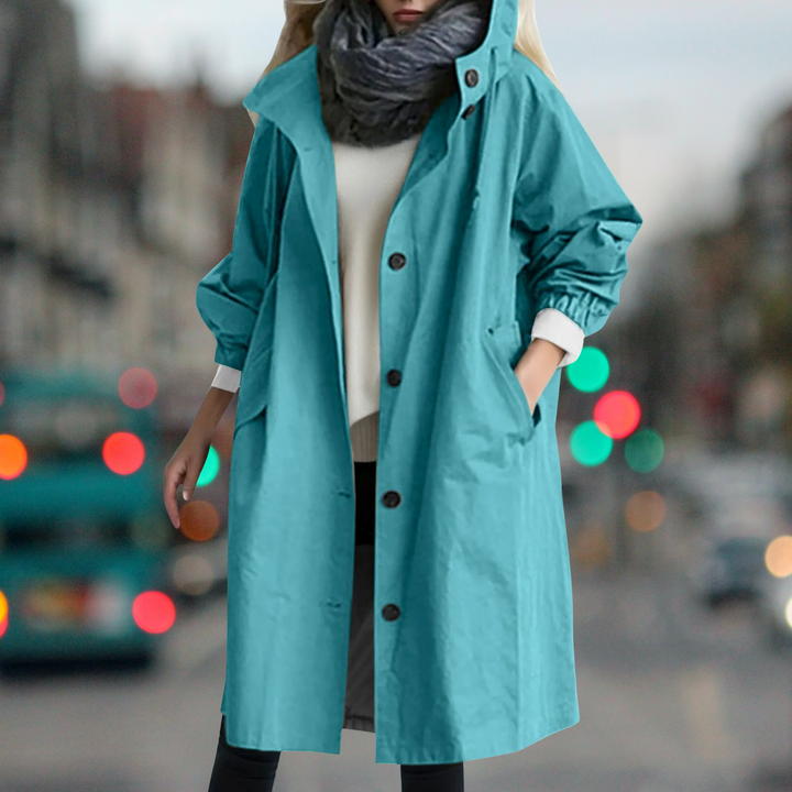 Wendy hooded fit and flare trench coat – image 3