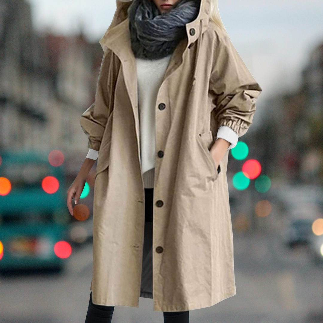 Wendy hooded fit and flare trench coat – image 7