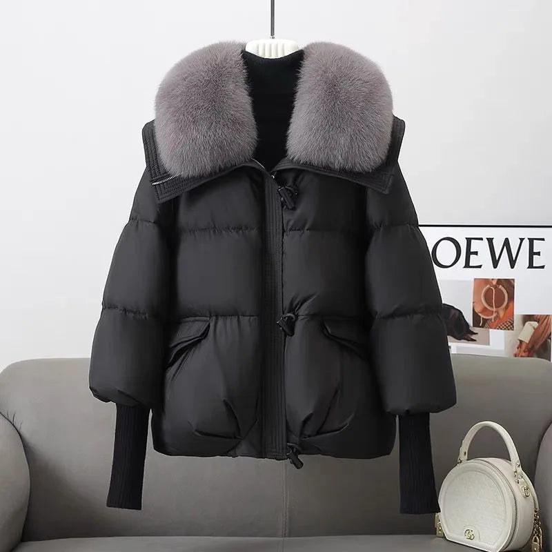 Alessia puffer bomber jacket with detachable collar – image 2