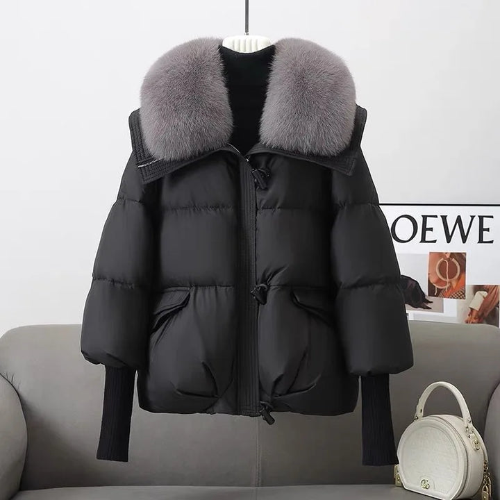 Alessia puffer bomber jacket with detachable collar – image 2